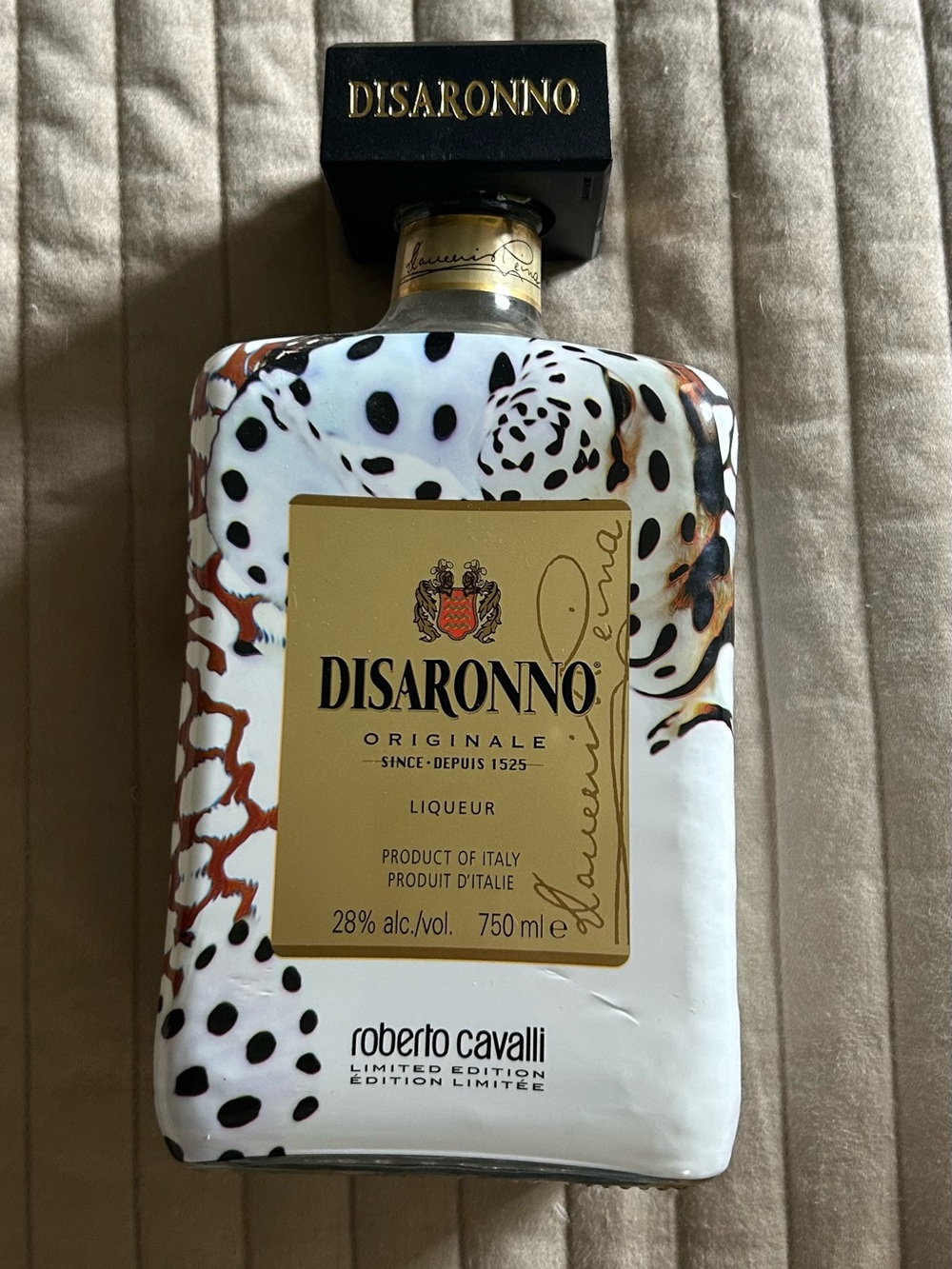Roberto Cavalli Disaronno Limited Edition White, Black & Brown Decorative Bottle